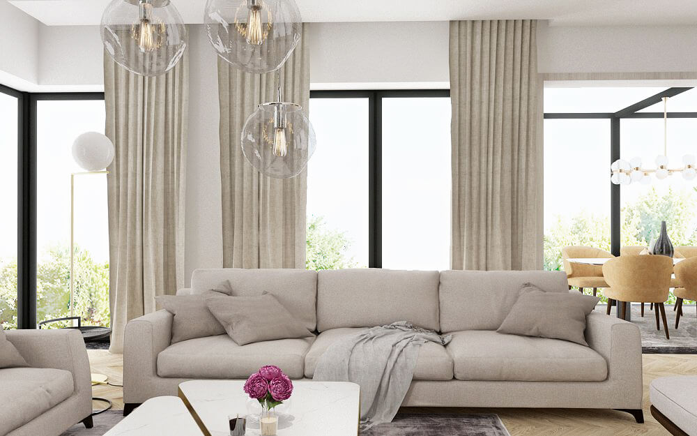 apartament-salon-sofa projektowanie wnętrz